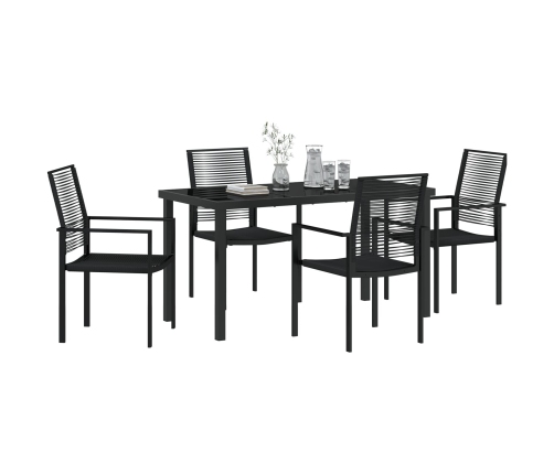 Conjunto de 5 Piezas de Comedor Jardín  Negro Rattan PVC