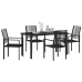 Conjunto de 5 Piezas de Comedor Jardín  Negro Rattan PVC