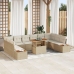 Conjunto de Comedor de Jardín de 11 Piezas con Cojines Beige Poliratán Acacia