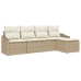 Set de Sofás de Jardín  Conjunto de 5 Beige Ratán, Poliéster