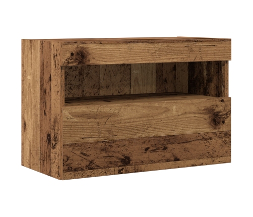 Mueble de TV de pared con luces LED Madera vieja 60x30x40 cm