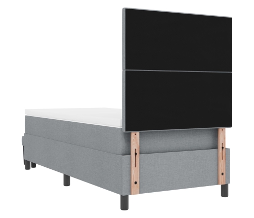 Cama con Somier y Colchón Gris Claro 90x200 cm Tela