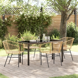Conjunto de comedor de jardín  de 5 piezas Marrón Ratán Versátil