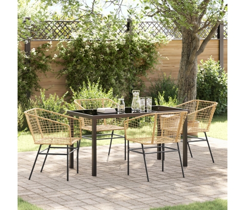 Conjunto de comedor de jardín  de 5 piezas Marrón Ratán Versátil