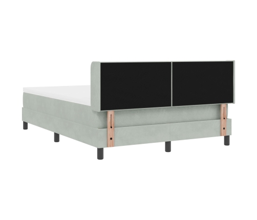 Cama con base de resortes y colchón gris claro 140x190 cm terciopelo