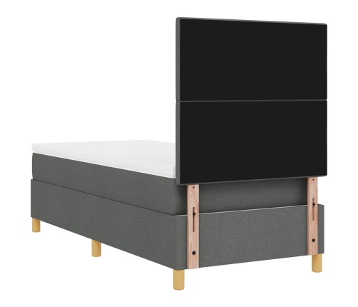 Cama con Box Spring y Colchón Gris Oscuro 100x200 cm Tela