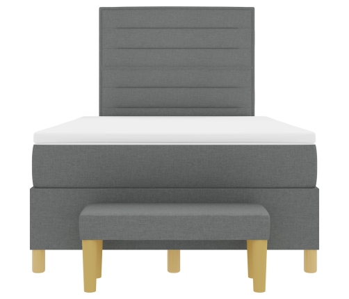 Cama con Box Spring y Banco Gris Oscuro 120x200 cm Tela
