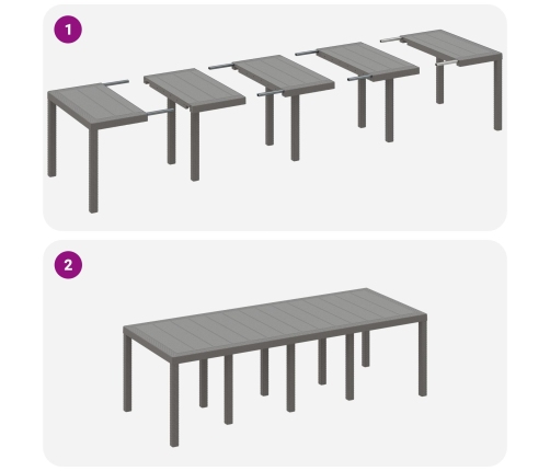 Conjunto de Comedor de Jardín de 9 Piezas de Poliratán Gris