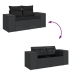 Conjunto de Sofá de Jardín de 8 Piezas con Cojines Ratán Poliéster Negro Acacia,  Conjunto de Comedor de Jardín de 3 Piezas con Cojines Ratán Poliéster Negro Acacia