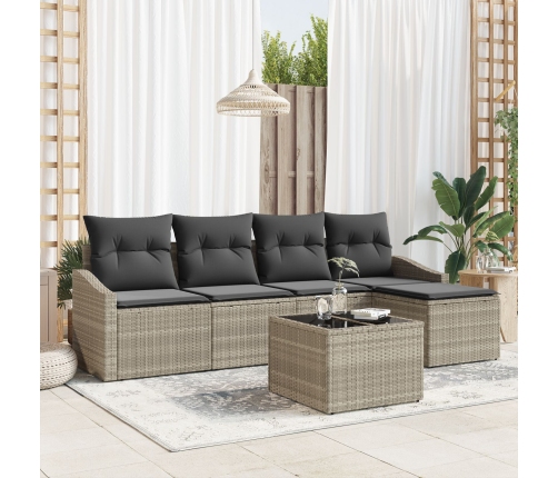 Juego de Sofá de Jardín Set de 6 Beige Ratan Sofá de Exterior