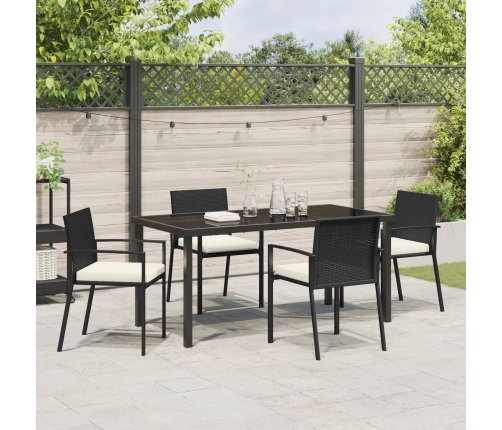Set de 5 Piezas de Comedor de Jardín  Negro Poliratán