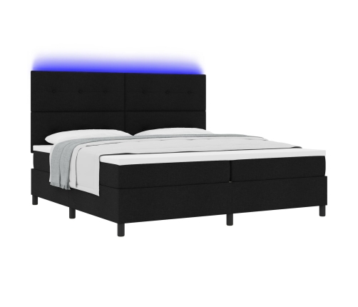 Cama con base de muelles  con colchón y LED Negro 200x200 cm Tela