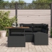 Conjunto de Comedor de Jardín de 5 Piezas con Cojines Negro Poliratán Acacia