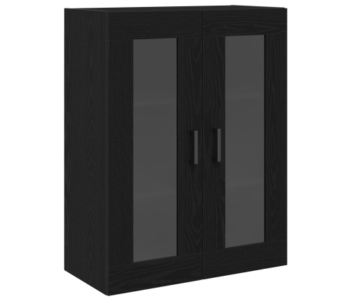 Gabinete Montado en la Pared con Puertas de Vidrio Roble Negro 69.5x34x90 cm