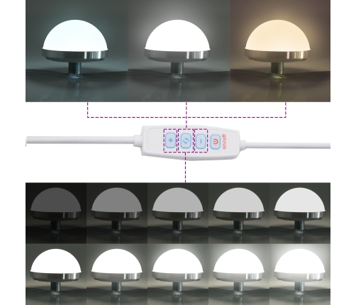 Set de tocador de 2 piezas con LED de  en madera de roble artesanal