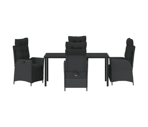 Set de Comedor de Jardín de 5 Piezas Poliratán Negro