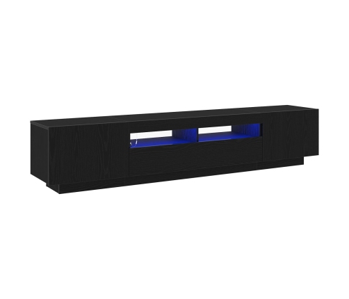 mueble para TV  con luces LED en roble negro, 200x35x40 cm, madera de calidad