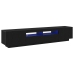 mueble para TV  con luces LED en roble negro, 200x35x40 cm, madera de calidad