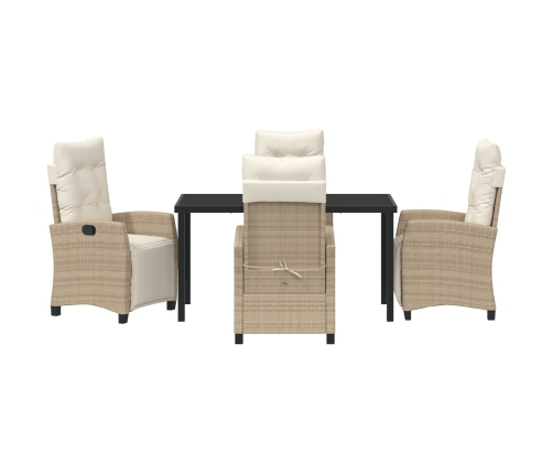 Juego de comedor de jardín  de 5 piezas Beige Ratán Polietileno