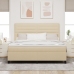 Cama con somier, colchón y luz LED color crema 180x200 cm tela