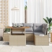Juego de Comedor de Jardín de 5 Piezas con Cojines – Ratán Polivinílico Beige Acacia