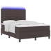 Cama con somier  con colchón y LED marrón oscuro 160x200 cm tela