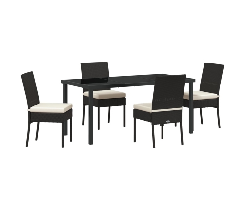 Conjunto de Comedor de Jardín de 5 Piezas Negro Poliratán