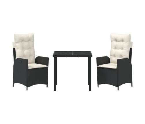 Set de 2 Negro PE ratán Mediano Reposabrazos ajustables