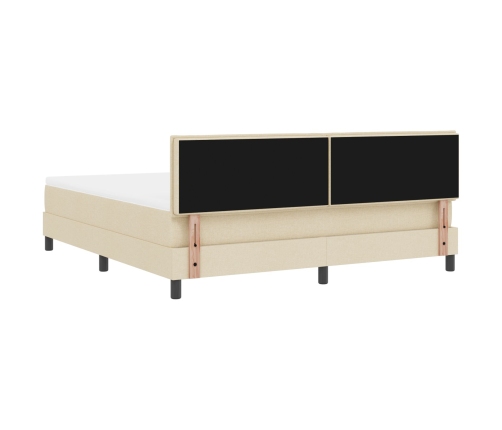 Cama Box Spring con Colchón & LED Crema 180x200 cm Tela