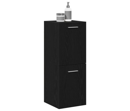 Armario de pared para baño  Negro Roble 30x30x80 cm Madera Fabricada