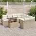 Conjunto de Sofá de Jardín  Set de 9 Beige Ratán Mesa de Exterior