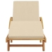 Tumbona plegable  con ruedas y cojín beige de madera maciza de acacia