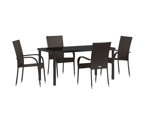 Set de comedor de jardín de 5 piezas Marrón Poliratán