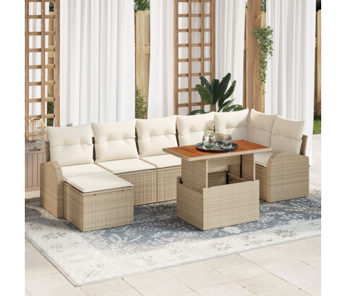 Set de Comedor de Jardín  de 8 Piezas con Cojines Beige y Marrón