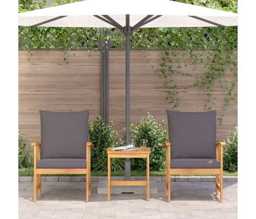 Conjunto de jardín de 3 piezas de  con cojines de madera de acacia sólida