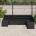 Conjunto de Comedor de Jardín de 8 Piezas con Cojines Negro Ratán Poliéster