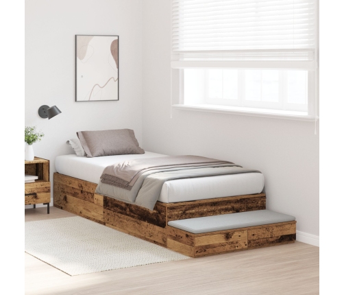 Estructura de Cama con Almacenamiento  Madera Vieja Madera Compuesa
