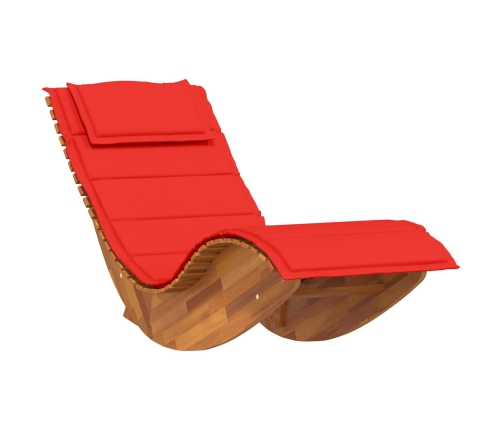 Tumbona Set de 2 Rojo Madera y Tela Estándar Plegable