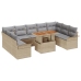 Conjunto de Comedor de Jardín de 10 Piezas con Cojines Beige Poliratán Acacia