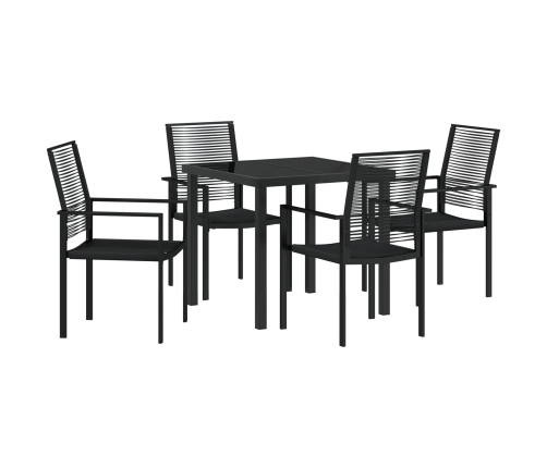 Juego de Comedor de Jardín de 5 piezas Negro Ratan de PVC