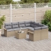 Juego de Sofá de Jardín de 9 Piezas con Cojines Beige Poli Rattan,  Sofá de Jardín de 2 Plazas con Almacenamiento y Cojines Beige Poli Rattan
