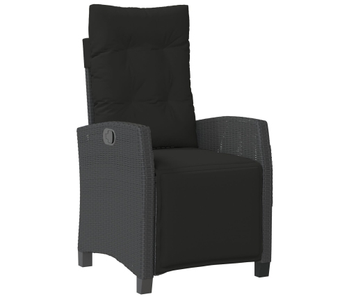 Conjunto de Comedor de Jardín de 3 Piezas Ratán Poliéster Negro