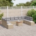Conjunto de Sofá de Jardín  de 11 Piezas con Cojines Beige Ratán Acacia