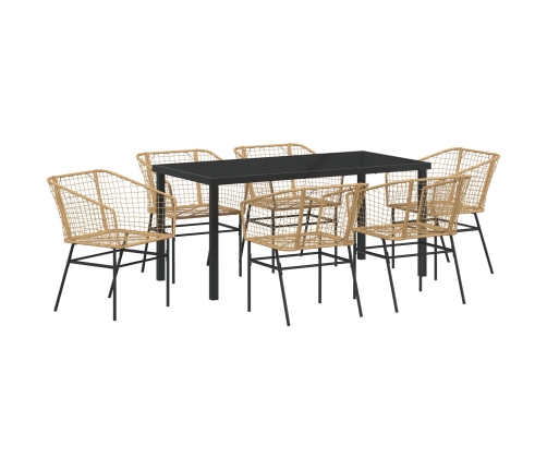 Set de Comedor de Jardín  de 7 Piezas Marrón Poliratán