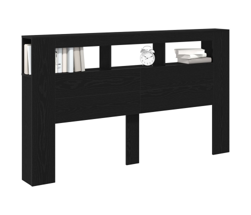 Cabezal de Almacenamiento  con Luces LED Roble Negro 180x18,5x103,5 cm