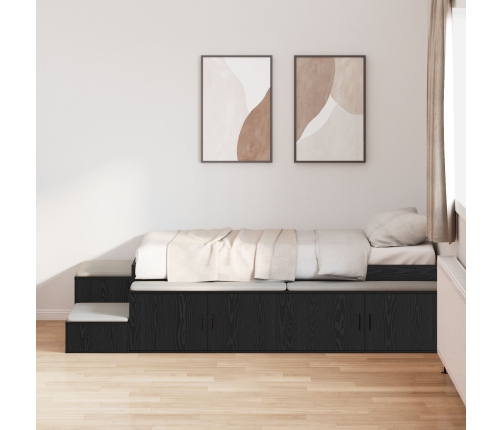 Estructura de cama de almacenamiento en roble negro 80x200 cm