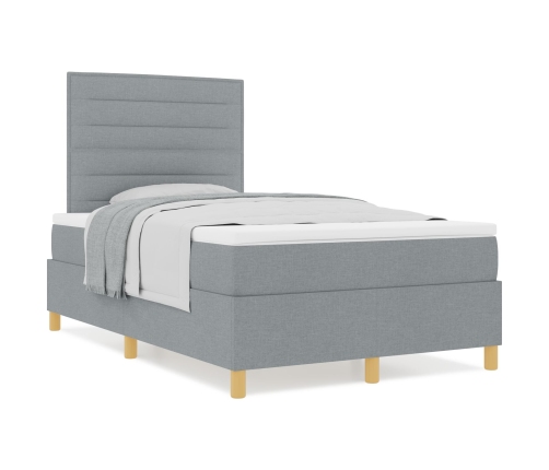 Cama Box Spring  con Colchón Gris Claro 120x200 cm Tela