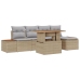 Juego de Sofás de Jardín Set de 6 Beige, Gris Ratán, Poliéster