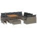 Conjunto de Sofá de Jardín de 13 Piezas con Cojines Gris Poliratán Acacia de , Sofá de Jardín de 2 Plazas con Almacenamiento y Cojines Gris Poliratán de , Juego de Comedor de Jardín de 3 Piezas con Cojines Gris Poliratán Acacia de