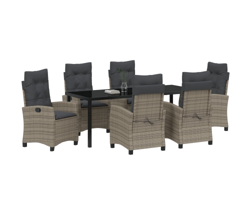 Conjunto de Comedor de Jardín de 7 Piezas  con Cojines Gris Poliratán